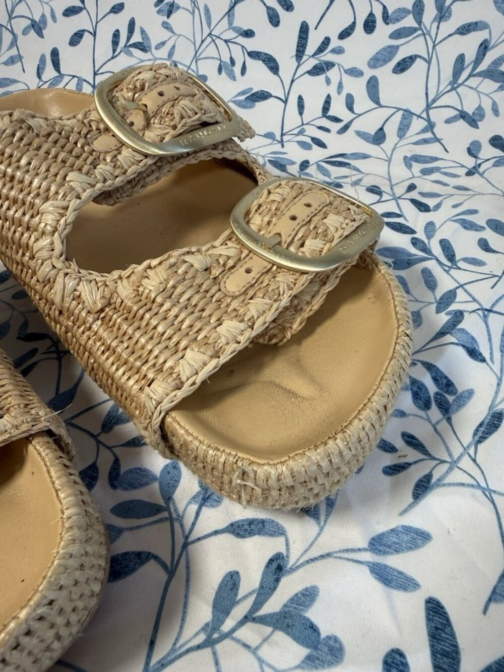 Loeffler Randall Theo Two Strap Chunky Woven Raffia Platform Sandals Size 8 - Picture 11 of 14